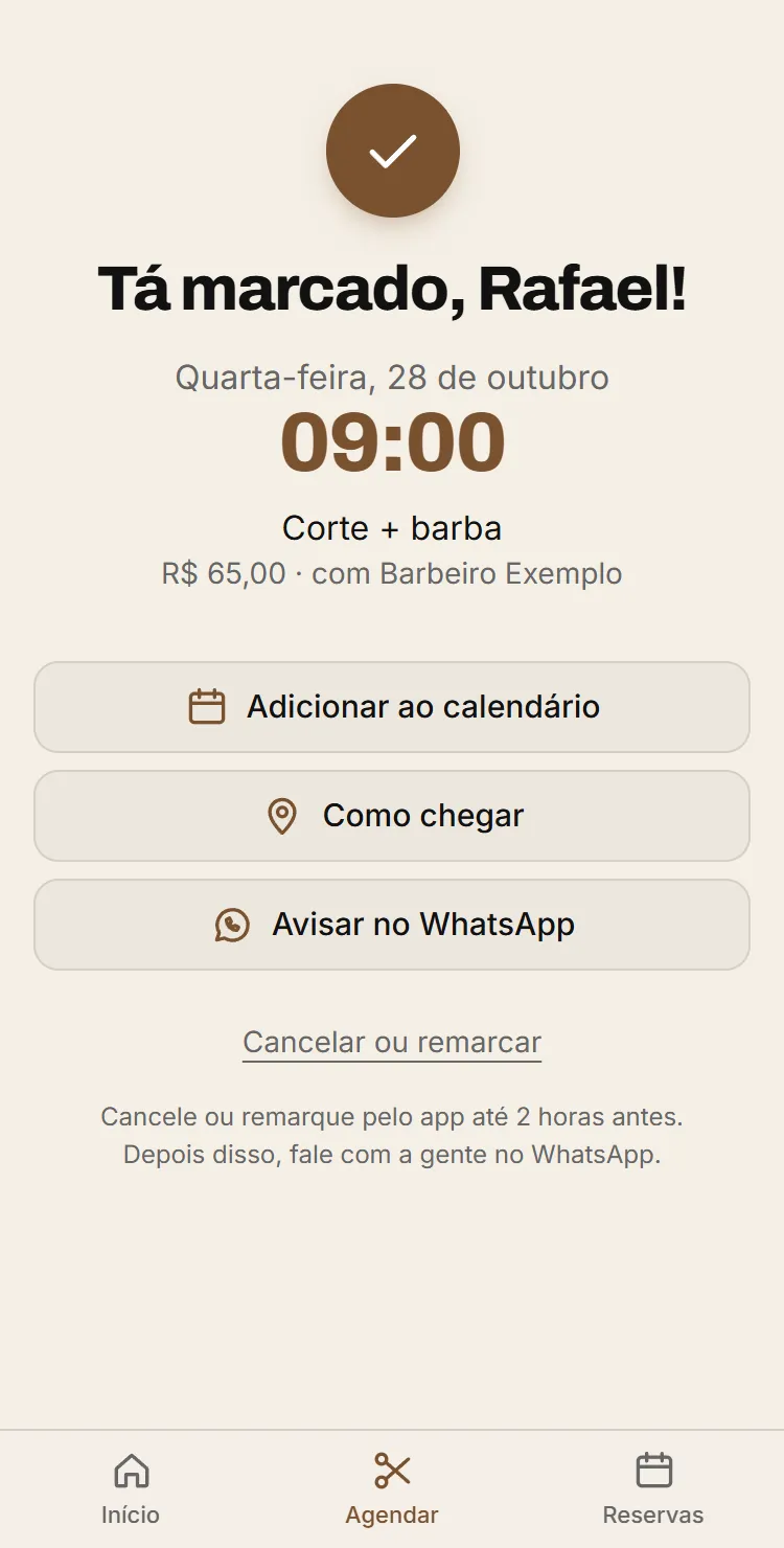 Tela de agendamento confirmado